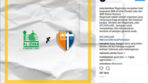 Gerakan #PLURALisME kolaborasi SMA Al Izhar Pondok Labu dan Kanisius Jakarta.
