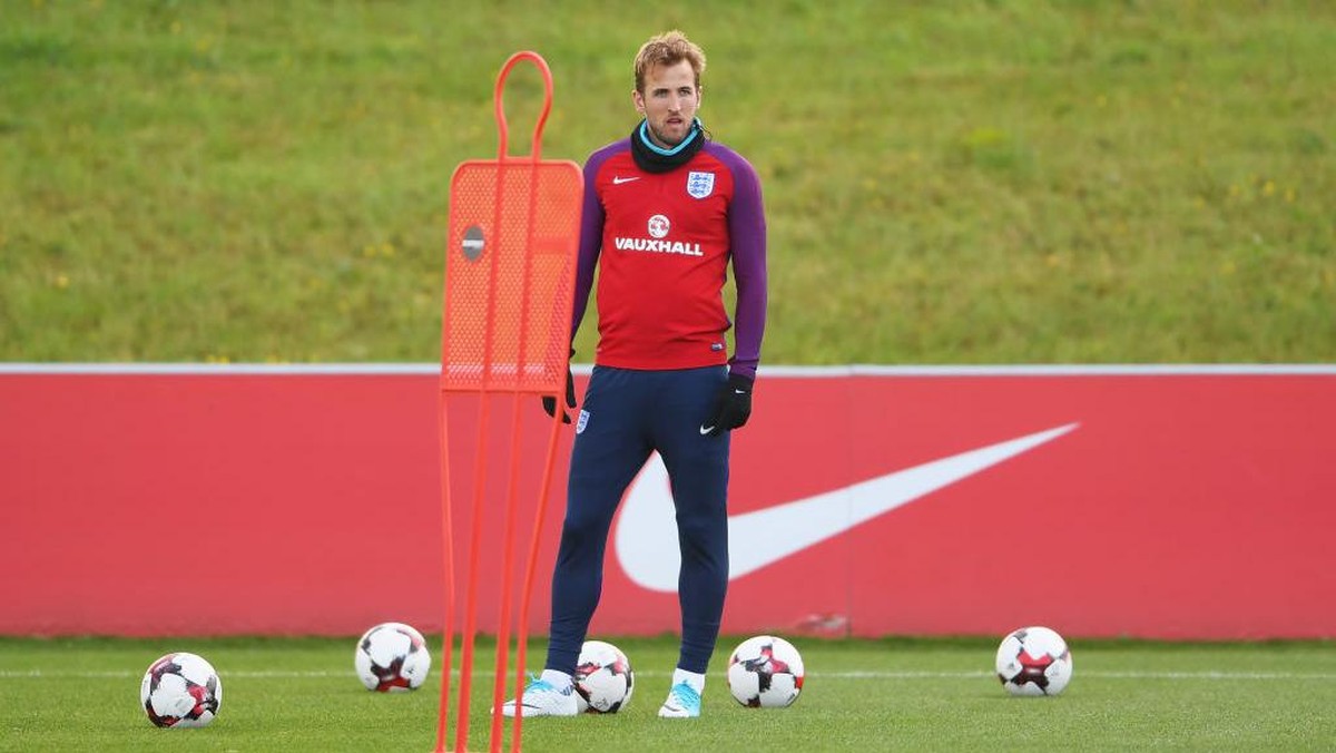 Harry Kane dalam latihan timnas Inggris (Foto: Laurence Griffiths/Getty Images)