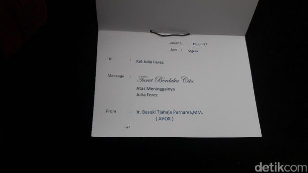 Memo yang berisi nama pengirim yakni 'Ir. Basuki Tjahaja Purnama,MM (Ahok)'.