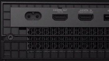Panel belakang Xbox One X, yang berisi port HDMI, USB, port LAN, dan lain-lain. Foto: Microsoft