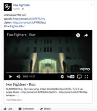 Unggahan Foo Foghters 'Indonesia! We run' di Facebook.