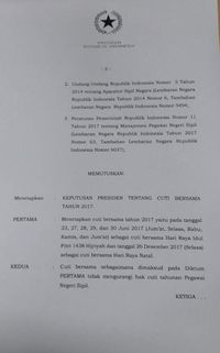 Jokowi Pastikan 6 Cuti Bersama 2017 Tak Kurangi Cuti 