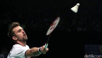Jorgensen bertanding melawan Kidambi Srikanth di Indonesia Open 2017 yang dihelat di Plenary Hall Jakarta Convention Center (JCC), Kamis (15/6/2017).