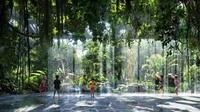 Penampakan sejumlah anak-anak saat bermain di dalam hutan yang berada di hotel.