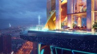 Di bagian tengah gudung terdapat area sky pool yang terlihat sangat nyaman.