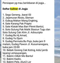 Contoh share wisata kuliner di Yogya (Whatsapp)