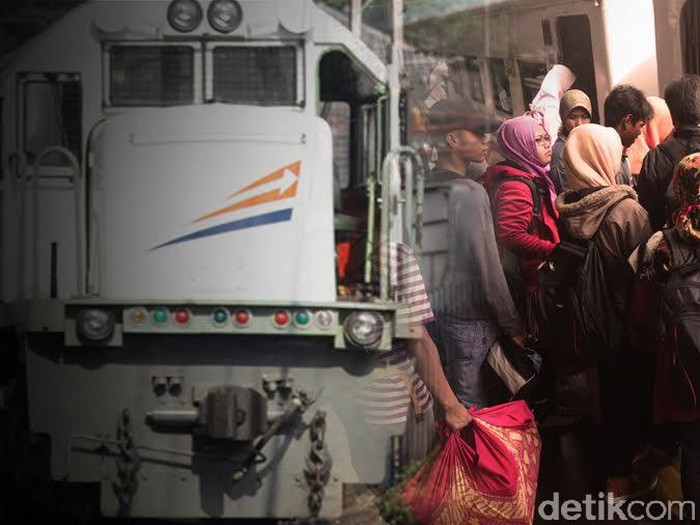 ilustrasi mudik/ antrean di stasiun kereta