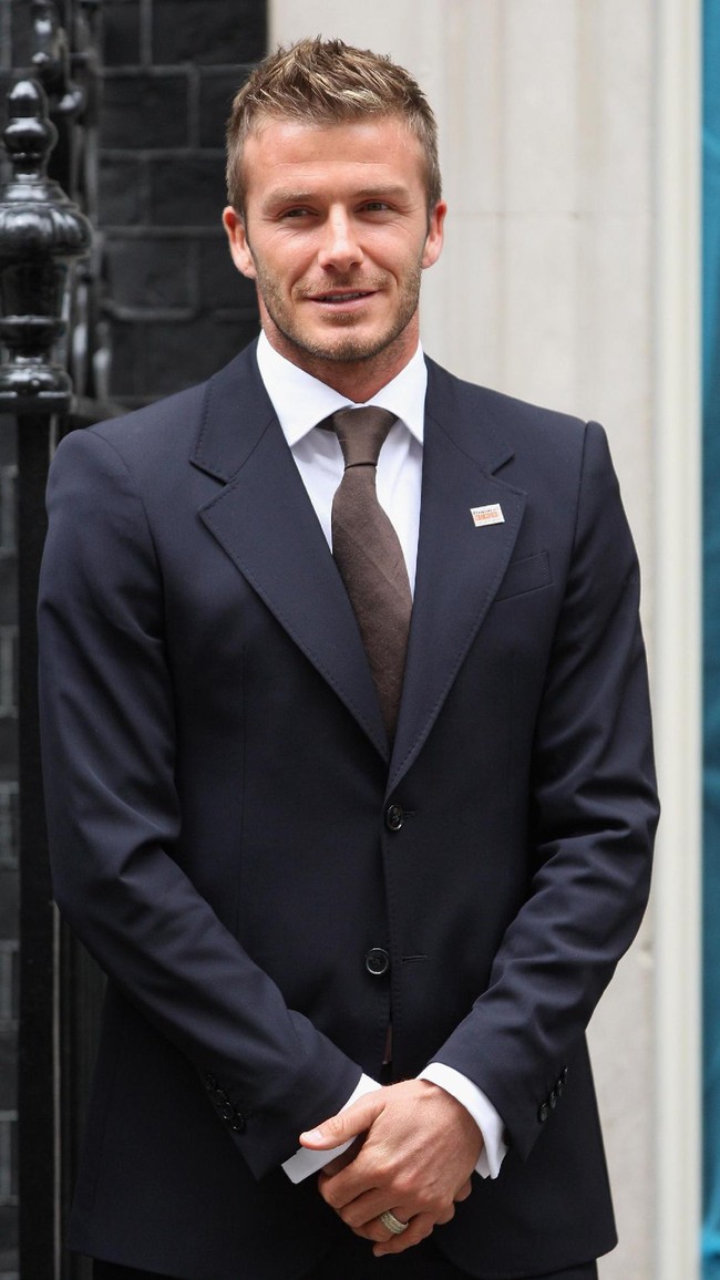 David Beckham poses during a photocall at No.10 Downing Street on April 20, 2009 in London, England. The event marks the launch of the campaign Malaria No More UK  and focuses on mobilising the public to raise funds for bed nets in Africa.  (Photo by Dan Kitwood/Getty Images)