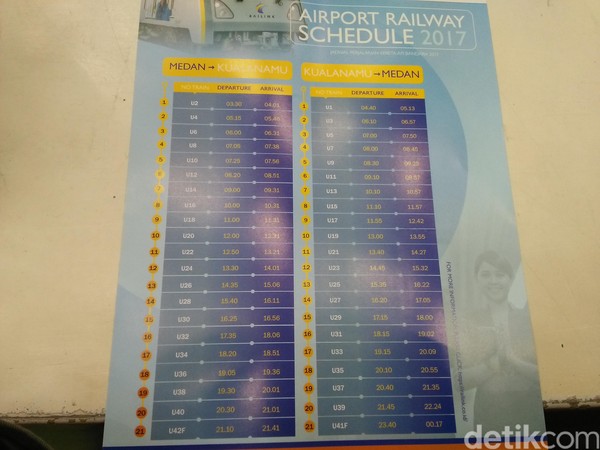 Jadwal kereta bandara yang beroperasi mulai pukul 04.00 - 21.30 WIB setiap harinya (Bonauli/detikTravel) Jadwal kereta bandara yang beroperasi mulai pukul 04.00 - 21.30 WIB setiap harinya (Bonauli/detikTravel)