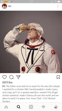 KFC Mengirimkan Sandwich Ayam Pertama ke Ruang Angkasa