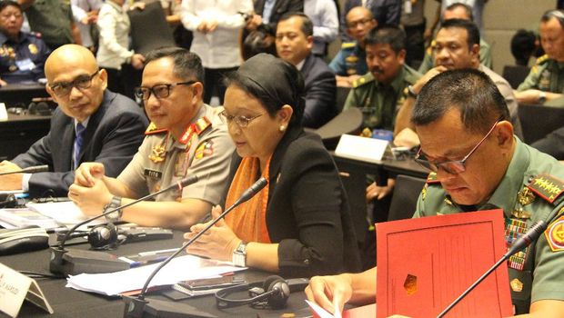 Perwakilan Indonesia dalam pertemuan trilateral bersama Malaysia dan Filipina dalam pembahasan penanganan terorisme