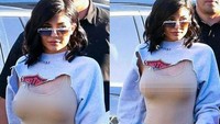 Di unggahan Kylie di medsos ini, ia memadukan jins robek, tanktop dan ... sweater robek atau nyaris nggak bisa dibilang sweater sih dari bentuknya itu. (Dok. Instagram/kyliejenner)