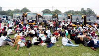 Sebanyak 5.015 pemudik ini diberangkatkan dari kawasan Gelora Bung Karno, Senayan, Jakarta, (23/6/2017).