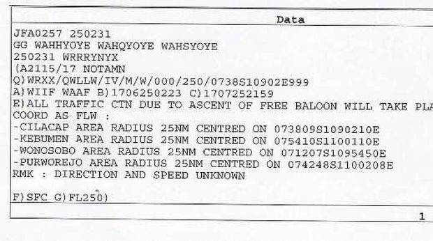 NOTAM soal balon udara di Jateng