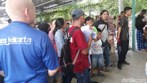  Calon penumpang bus TransJakarta di Halte Ragunan, Senin (26/6/2017)