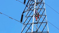 Proses pengambilan balon dilakukan oleh regu pemeliharaan yang siap selama libur lebaran. Dok, PLN.