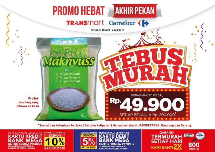 Tebus Beras Murah di Promo Akhir Pekan Transmart dan Carrefour