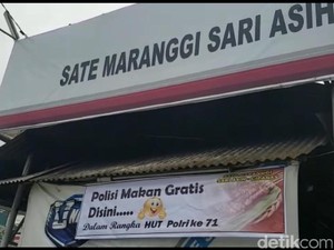 HUT Polri, Tempat Makan Ini Gratiskan Makan untuk Anggota Polres Cianjur