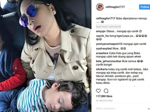 Duh! Nagita Slavina Tidur Mangap Aja Cantik Banget