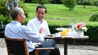 Jokowi dan Obama berbincang di Grand Garden Resto. Foto: Biro Pers Setpres.