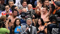Ekpresi kemenangan Jeff Horn usai merebut gelar kelas Welter dari Manny Pacquiao.   (Foto: AAP/Dave Hunt/via REUTERS)