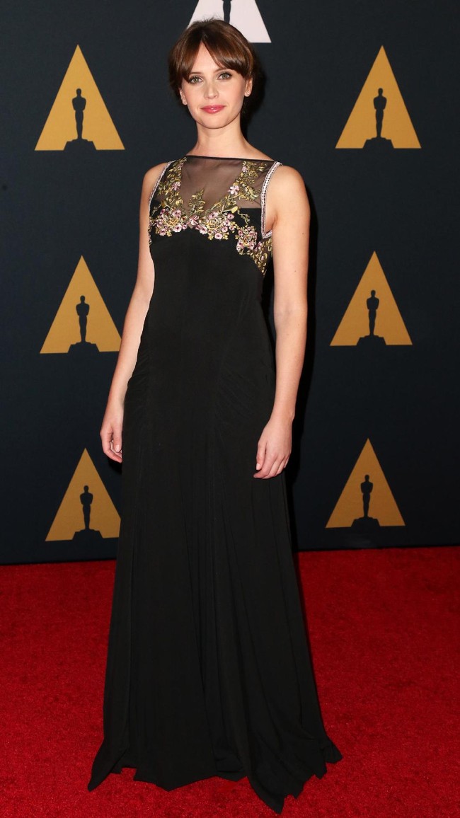 Felicity Jones attends the Academy of Motion Picture Arts and Sciences 8th annual Governors Awards at The Ray Dolby Ballroom at Hollywood & Highland Center on November 12, 2016 in Hollywood, California.  (Photo by Frederick M. Brown/Getty Images)