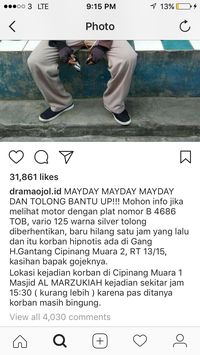 Tukang Ojek Online Dikabarkan Jadi Korban Hipnotis di Jakarta Timur