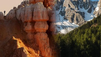 Bryce Canyon di AS vs Dolomites di Italia. Foto: Instagram @howfarfromhome