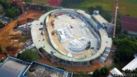 Pembangunan Velodrome untuk Asian Games itu dimulai Juni 2016 dan ditargetkan rampung Juni 2018 mendatang. Pool/Jakarta Propertindo.