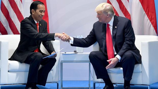 Presiden Jokowi bertemu Presiden AS Donald Trump di sela KTT G20 di Hamburg, Jerman