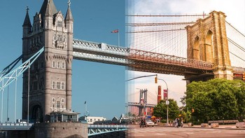 Tower Bridge di London vs Brooklyn Bridge di New York  Foto: Instagram @howfarfromhome
