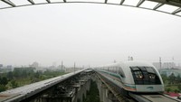 Kereta cepat yang juga disebut kereta Maglev ini mampu meluncur di kecepatan 30 kilometer dalam waktu delapan menit. Getty Images.