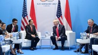Dalam pertemuan di KTT G20 Hamburg, Jerman 2017, Jokowi dan Trump membahas megenai sejumlah hal, salah satunya terkait peningkatan kerja sama di bidang ekonomi. Istimewa/Dok. Setpres.