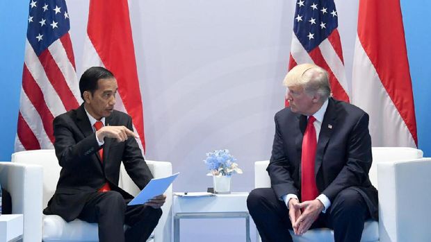 Presiden Jokowi bertemu Presiden AS Donald Trump di sela KTT G20 di Hamburg, Jerman