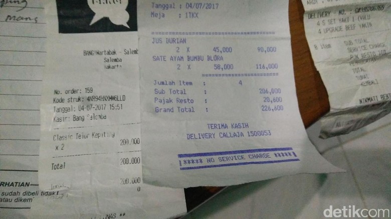 Penampakan Lembaran Nota Order Fiktif Go-Food yang 'Teror 