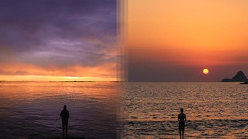 Sunrise di Vancouver Island Kanda vs sunrise di Poros Island di Greece. Foto: Instagram @howfarfromhome