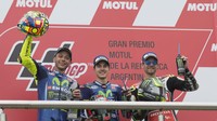 MotoGP Argentina: Rider Movistar Yamaha Maverick Vinales tampil jadi pemenang lagi. Valentino Rossi (Movistar Yamaha) kini di posisi dua dan Cal Crutchlow (LCR Honda) di posisi tiga. (Foto: Mirco Lazzari gp/Getty Images)