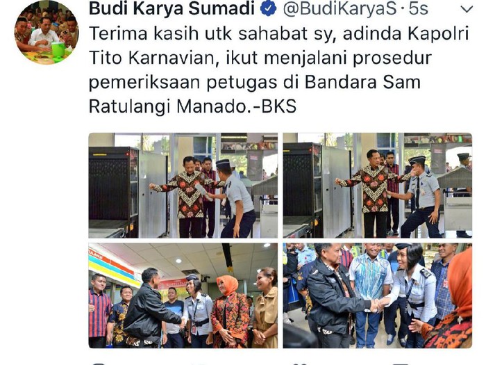 Menhub Apresiasi Kapolri yang Ikuti Prosedur di Bandara