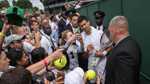 Novak Djokovic dalam penampilannya di Wimbledon 2017