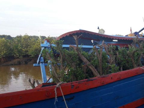 TNI AL mengamankan 20 ton bawang merah dan pohon bonsai di Perairan Sungai Air Asin, Aceh Tamiang