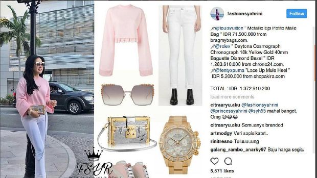 Wow! Fashion Syahrini Nyaris Habiskan Rp 1,4 M 