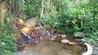 Foto: Saat trekking kamu juga akan menemukan kolam pancur yang keramat. Kamu boleh mandi di sini asal tidak telanjang (Bonauli/detikTravel)