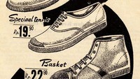 Iklan sepatu Bata. Iklan itu menampilkan tiga model terbaru waktu itu. Istimewa/Pinterest.