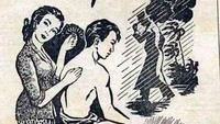 Salep Bintang Toedjoe menampilkan seorang perempuan sedang menggosok punggung seorang lelaki. Istimewa/Pinterest.