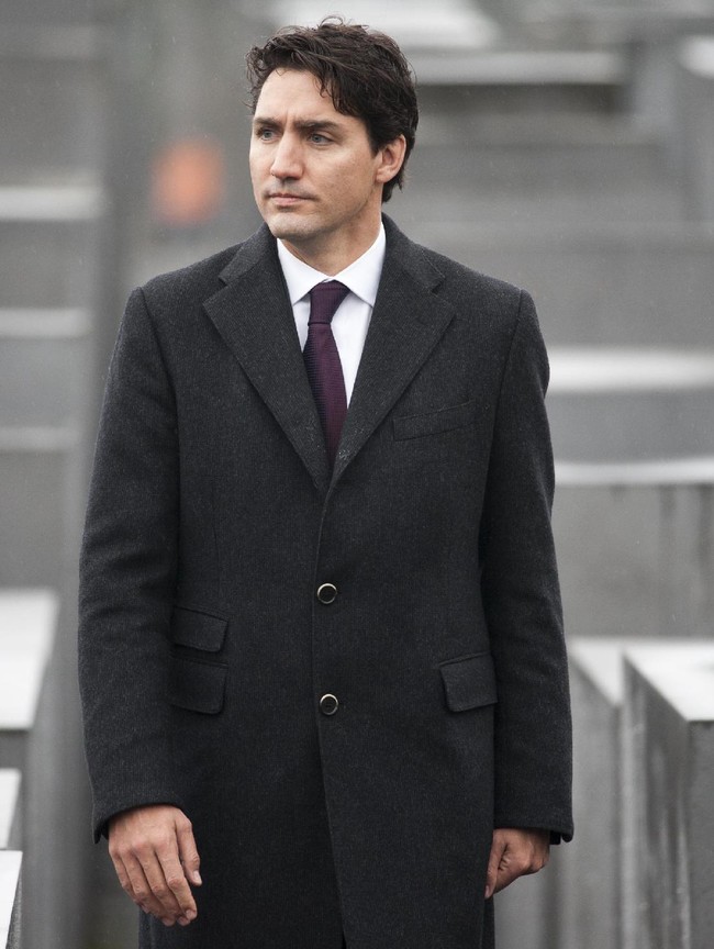 Justin Trudeau walks through the Memorial to the Murdered Jews of Europe, also called the Holocaust Memorial on February 17, 2017 in Berlin, Germany. Canadas Prime Minister Justin Trudeau is visiting Germany for his first official visit after delivering a speech during a plenary session at the European Parliament in Strasbourg, France consisting of a pro-trade pitch to a conflicted Europe. (Photo by Steffi Loos/Getty Images)
