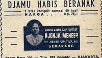 Iklan jamu untuk ibu-ibu yang habis melahirkan dari Njonja Meneer. Istimewa/Pinterest.