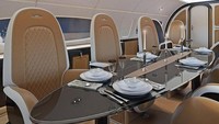 Melihat lebih ke dalam, jet ini terdapat area makan yang luasnya mampu menampung hingga delapan penumpang. Ada pula area makan bagi yang mau sendiri, area bioskop, dan tentunya tempat tidur double (Dok. Airbus)