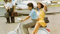 Iklan Vespa PX 150 E. Iklan tersebut menampilkan seorang pria dan wanita yang sedang mengendarai Vespa PX 150 E. Istimewa/Pinterest.