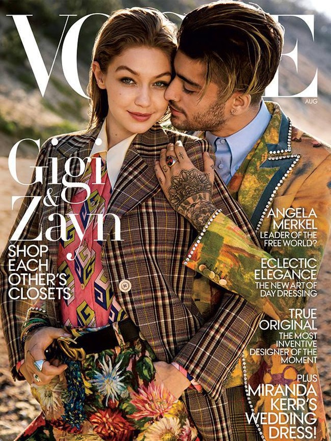Agustus 2017, keduanya kembali tampil di Vogue.  Foto: Zayn Malik dan Gigi Hadid di sampul Vogue