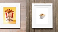 Kalau mau menghiasi dinding rumah dengan pajangan KFC juga bisa. Poster berbingkai ukuran 8x10 ini bergambar mashed potato dan ayam goreng. (Foto: Istimewa)